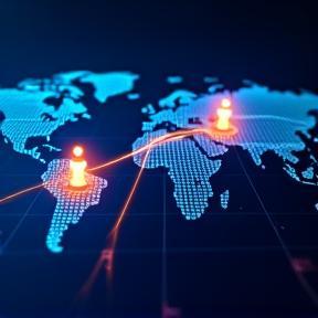 خريطة رقمية تظهر وجهي تحويل رصيد دولي